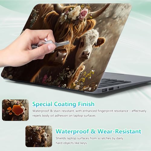 Laptop Skin Sticker Decal 12"-15.6" Universal Laptop/Notebook/Netbook Vinyl - Waterproof Scratch Resistant,Fits HP Dell Lenovo MacBook,2 Free Wrist Pads,Easy Apply & Remove,Highland Cow Autumn - color: Highland Cow Autumn
