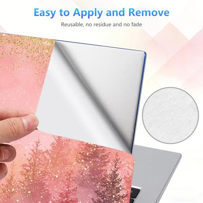 Laptop Skin Sticker Decal 15-15.6 Inch with Cute Mouse Pad, Universal Reusable Vinyl Sticker for 12.1 13 13.3 14 15.4 Inch Netbook and Notebook PC, Pink Gold Forest - color: Pink Gold Forest