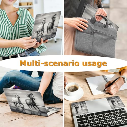 Universal Laptop Skin Sticker with 2 Wrist Pad Decals, 3-Piece Removable Vinyl Laptop Cover, Horse Waterproof Anti-Scratch, Easy-Trim Fit for 13.3" 14" 15.6" Laptops - color: Horse