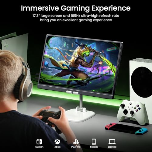 VILVA 17.3" QHD 165Hz USB-C HDMI Gaming Monitor | 17.3" QHD 165Hz IPS, slim metal+stand, USB-C/HDMI, for PC/PS5/Xbox/Switch, gaming. - size: 17.3