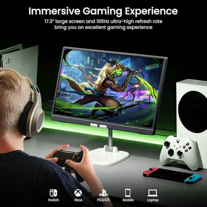 VILVA 17.3" QHD 165Hz USB-C HDMI Gaming Monitor | 17.3" QHD 165Hz IPS, slim metal+stand, USB-C/HDMI, for PC/PS5/Xbox/Switch, gaming. - size: 17.3