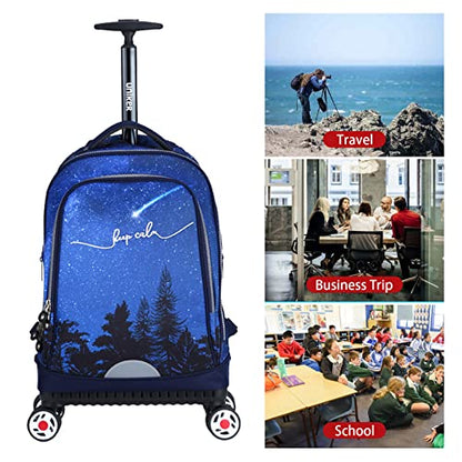 Rolling Backpack with Wheels for Travel, Roller Backpack for Women, Wheeled Laptop Bag Fits 15.6 Inch Notebook - color: Falling Star