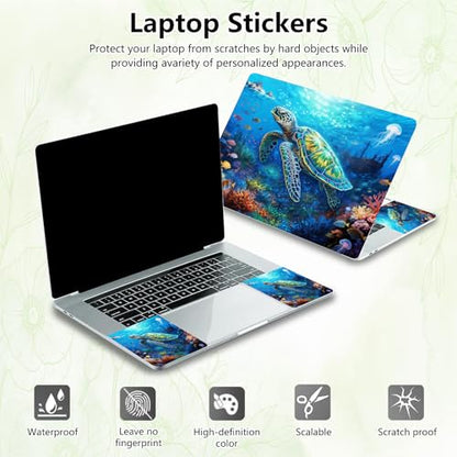 Laptop Skin Sticker Decal, Universal Reusable Vinyl Laptop Cover for 12" 13" 13.3" 14" 15" 15.4" 15.6" Notebook PC, Waterproof Scratch-Resistant with 2 Wrist Pads, Easy to Apply & Remove,A Sea Turtle - color: A Sea Turtle