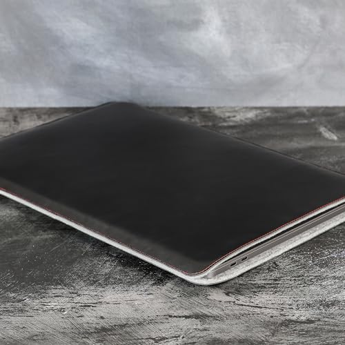 Casemade Real Leather Laptop Sleeve for MacBook Pro & Air Fits 13, 14, 15 & 16 Inch - Genuine Full Grain Leather with Soft Wool Lining (15 inch - MacBook Air M2/M3/M4/M5) - color: Black, size: 15" Air M2-M5