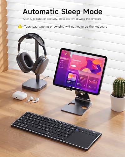 CZUR K5S Bluetooth Keyboard with Touchpad, Wireless & Wired, Rechargeable | Meadia Control, HTPC for PC-connected TV, Portable Keyboard for PC/Laptop/Tablet/Phone, for Windows/Mac/Android/iOS