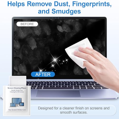 Screen Cleaner Wipes for Electronics, Lens Wipes, Streak-Free Screen Wipes | 120 Count Electronics Cleaning Wipes for Portable Monitor, Gaming Monitor, Computer Screen, Laptop, Phone, Glasses