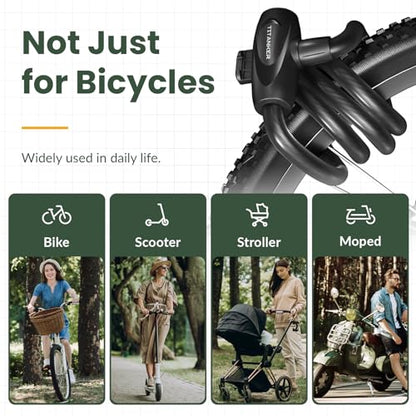 Titanker Bike Lock, 1/2 Inch Thick Bike Lock Cable Coiled Secure Bicycle Lock with Keys Scooter Lock Bike Locks Heavy Duty Anti Theft Bike Cable Lock with Mounting Bracket (4Feet, 6 Feet) - style: Matte Black-4Feet