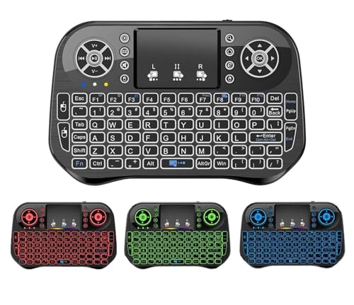 Mini Keyboard with Bluetooth & 2.4G for Android TV Box/PC/FireStick/Laptop with Touchpad, Backlit, USB Dongle-（i-10Black）
