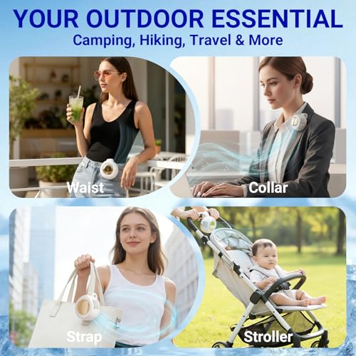 jintion Handheld Fan Portable Neck Waist Personal Mini Clip on Hand Fans Rechargeable Wearable for Shirt Belt That Deliver Refreshing Cool Breeze Under Held Cooling Wind Small 360° Rotatable - color: White