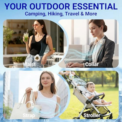 jintion Handheld Fan Portable Neck Waist Personal Mini Clip on Hand Fans Rechargeable Wearable for Shirt Belt That Deliver Refreshing Cool Breeze Under Held Cooling Wind Small 360° Rotatable - color: White