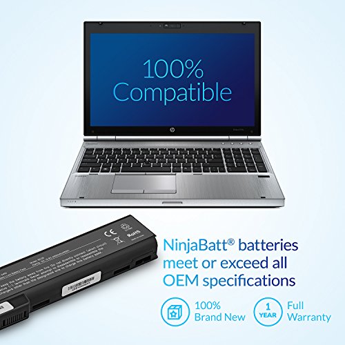 NinjaBatt Battery for HP 8460P 8470P 8570P 6460B 6560B CC06 628668-001 | Fits 6465B 6470B CC09 CC06XL 628666-001 628670-001 631243-001 634087-001 634089-001 – 6 cells 4400mAh 48Wh 10.8V - size: HP CC06 CC09 CC06XL