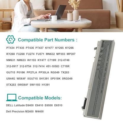 ASUNCELL New Laptop Battery for Dell Latitude E6400 E6410 E6500 E6510 Precision M2400 M4400 M4500 M6500 - color: E6400
