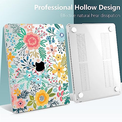 TWOLSKOO for MacBook Air 13 inch Case M5 2026 M4 2025 M3 M2 2024-2022 A3449 A3240 A3113 A2681, Plastic Hard Shell & Keyboard Cover & Screen Film for MacBook Air 13.6 inch Case, Abstract Flower - color: Abstract Flower
