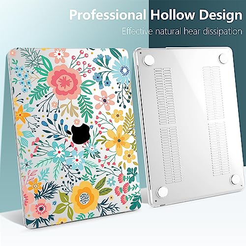 TWOLSKOO for MacBook Air 15 inch Case 2026 2025 2024 2023 Release M5 A3448 M4 A3241 M3 A3114 M2 A2941, Plastic Hard Shell & Screen Protector & Keyboard Cover & Trackpad Film, Abstract Flower - color: Abstract Flower