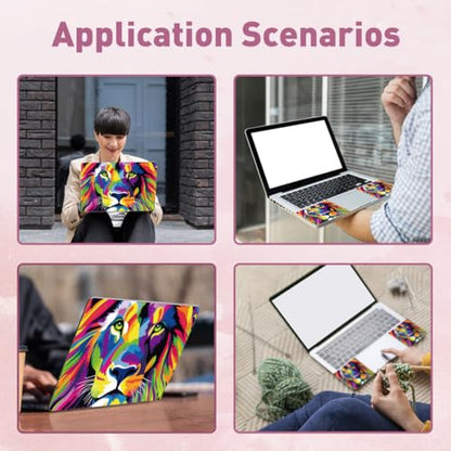 PLIGREAT Colorful Lion Laptop Sticker Decals, 12" 13" 13.3" 14" 15" Laptop Skin Stickers Abstract Paint Universal Removable Vinyl Notebook Art Protector Netbook PC Cover Decal - color: Colorful Lion