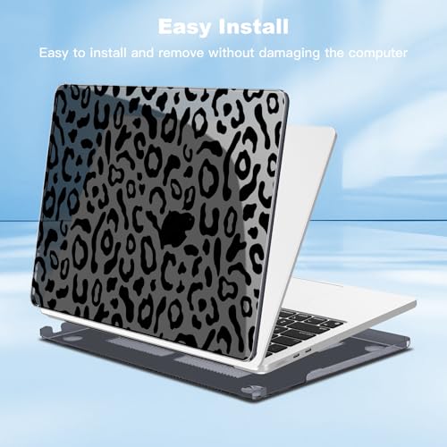 Teryeefi Hard Shell for MacBook Air 13 inch M4 M3 M2 Fit Model A3240/A3113/A2681, Laptop Protective Case with Keyboard Cover Trackpad Film for 2022-2025 MacBook Air 13.6, Leopard Print Black - color: Leopard Print Black