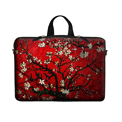 15.6 Inch Neoprene Laptop Sleeve Bag Carrying Case with Hidden Handle Design Compatible with MacBook Air Ultrabook, Chromebook - Cherry Blossoming - color: 3003, size: 15 - 15.6 Inch