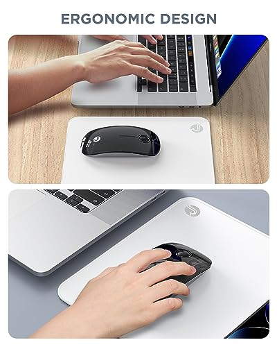 RAPIQUE Bluetooth Wireless Mouse, BT5.1/2.4G Dual Mode, Black | Slim Profile, Two Ways to Connect, Quiet Click, Low Power, 1600 DPI, Portable for MacBook, Laptop, iPad and Surface Pro - color: Black