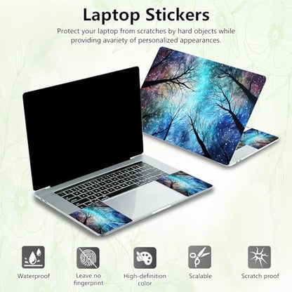 Laptop Skin Sticker Decal, Universal Reusable Vinyl Laptop Cover for 12" 13" 13.3" 14" 15" 15.4" 15.6" Notebook PC, Reusable Waterproof Scratch-Resistant with 2 Wrist Pads,Galaxy Art Forest - color: Galaxy Art Forest