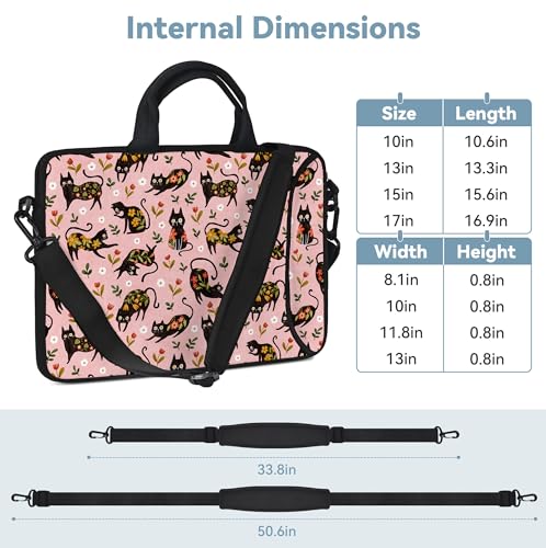 10 inch Messenger Bag Carrying Case with Handle Accessory Pocket Fits 7 to 10-Inch Laptops/Notebook/Kids Tablet (7-10.2 inch, Flowers Cats) - color: Flowers Cats, size: 7-10.2 inch