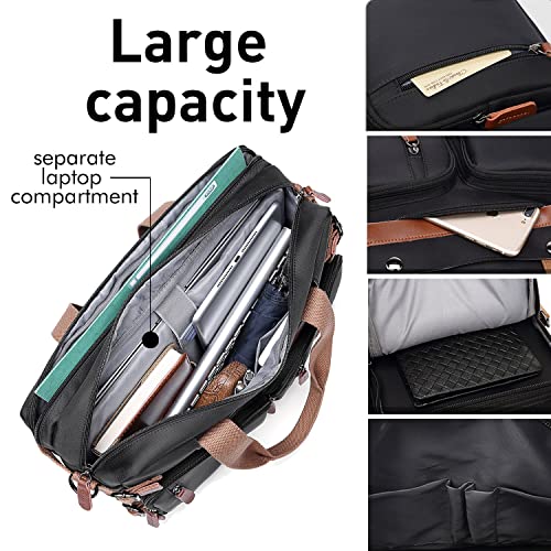 Laptop Backpack for Men Travel Business Fits up to 17.3-inch Computer Convertible Computer Case Carrying Shoulder Messenger Tote Briefcase Sleeve Extra Large Work Business Black Purse Laptop Bag - color: Black-m01