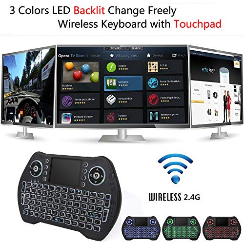 Backlit Mini Keyboard,2.4GHz Wireless Mini Keyboard with Touchpad Mouse Handheld Remote Control for PC, Raspberry Pi 2, Pad, Smart TV, Android TV Box