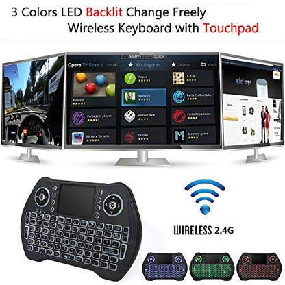 Backlit Mini Keyboard,2.4GHz Wireless Mini Keyboard with Touchpad Mouse Handheld Remote Control for PC, Raspberry Pi 2, Pad, Smart TV, Android TV Box