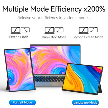 16" Portable Monitor for Laptop - 1200P FHD Laptop Screen Extender HDMI USB C HDR Travel Dual External Display with Stand Gaming Monitor for Windows MAC Computer Switch Phone Xbox PS4/5 - size: 16"