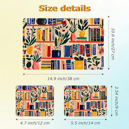 Universal Laptop Skin Sticker with 2 Wrist Pad Decals, 3-Piece Removable Vinyl Laptop Cover, Bookshelves Waterproof Anti-Scratch, Easy-Trim Fit for 13.3" 14" 15.6" Laptops - color: Bookshelves