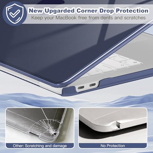 for MacBook Neo 13 inch Case 2026, Ultra-Thin Shockproof Hard Shell Laptop Cover with Keyboard Cover & Screen Protector, Crystal Navy Blue - color: Crystal Navy Blue