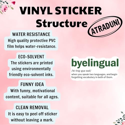 Byelingual (3Pcs) Funny Sarcastic Vinyl Die-Cut Waterproof Stickers for Laptop Water Bottle Phone Case Tumbler Kindle Hard Hat Quote Decal Gifts Size 1.6"x 3" - color: Byelingual