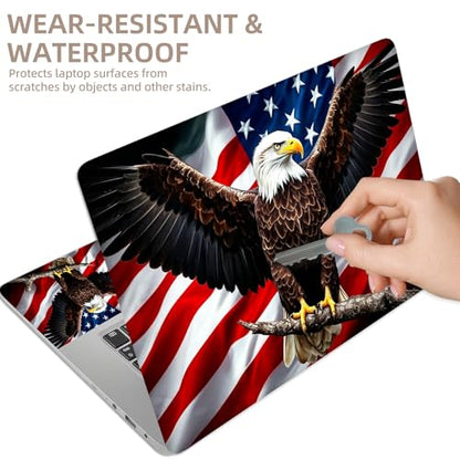 Universal Laptop Skin Sticker for 12/13/14/15.6 Inch Laptops, Reusable Vinyl Laptop Decal Cover, Waterproof Scratch Resistant Notebook Skin with 2 Wrist Pads,Eagles American Flag - color: Eagles American Flag