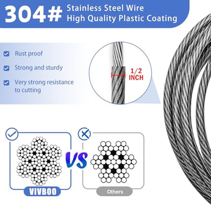 1/2Inch Heavy-Duty Security Cable Lock with Loops 4FT/6FT/8FT/10FT Bike Lock Cable Steel Cable Chain Locks for Outside - size: 8FT