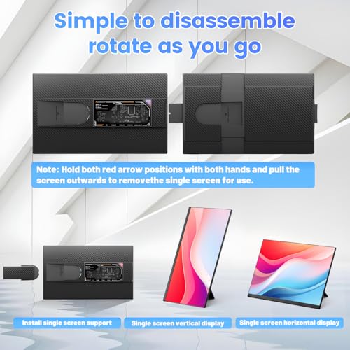 Teamgee 15.6" Laptop Screen Extender, Slim & Lightweight Portable Monitor for Laptop (Fits 13-17"), Full HD IPS, 360° Rotating Stand, USB-C Plug & Play, RGB Lighting, Thin Bezels - size: Dual 15.6"