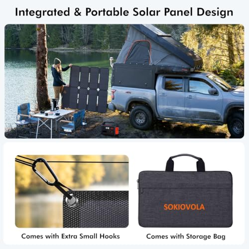 SOKIOVOLA 100W Portable Solar Panel MC-4 Foldable Solar Panel Charger Kits 18V IP68 Waterproof Lightweight and Compact for Small Power Station RV Travel Outdoor Activities - color: 100 Silver Grey