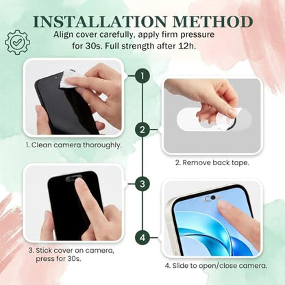 3 Pcs Front Camera Cover for Phone Ipad, Webcam Blocker for Cell Front Camera Covers, Privacy Slider Protects Your Phone Security Black