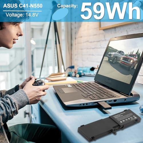 TREE.NB C41-N550 Battery Replacement for ASUS ASUS N550 N550JA N550JV N550J N550X47JV N550X47JV-SL N550JK Q550L Q550LF G550 G550J G550JK ROG G550 ROG G550J ROG G550JK - size: ‎C41-N550
