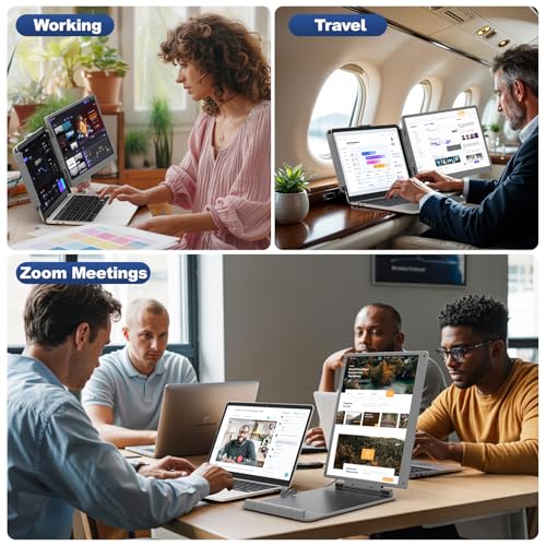 Cenerius 14" 2K Ultra-Clear Laptop Screen Extender, Portable Dual Monitor for 13-17 Inch Laptops, USB-C/HDMI Plug & Play IPS Display, Compatible with Mac/Windows/Android/Switch/PS5/Xbox - size: 2K-Dual-14"