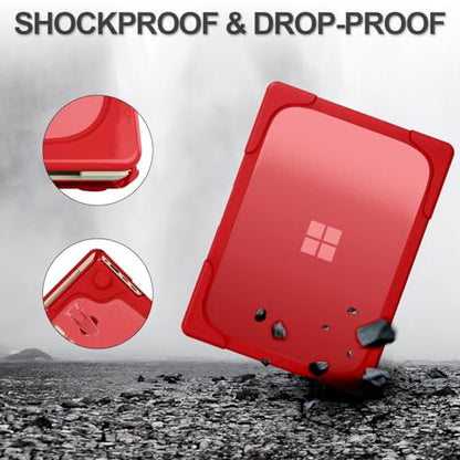 Batianda Durable Stand Case for Microsoft Surface Laptop 13.8 Inch, Red | Ergonomic Foldable Stand, Heavy Duty Matte Hard Shell, Fits 2024-2026 Surface Laptop 7/8th Edition for Business 13.8 Inch - color: Red