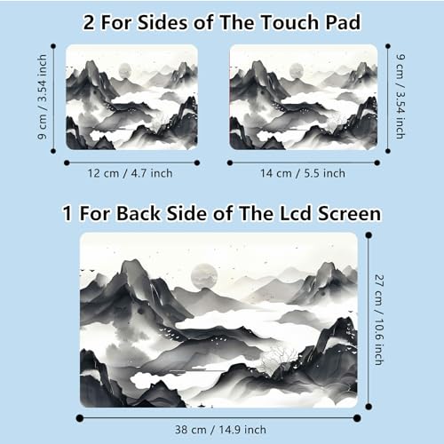 Universal Laptop Skin Sticker with 2 Wrist Pad Skins, Waterproof Scratch Resistant Vinyl Laptop Cover Decal, Cut to Fit for 11–15.6 Inch MacBook HP Dell Lenovo, Landscape Painting - color: Landscape Painting