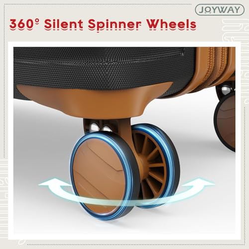 Joyway Expandable Carry on Luggage Sets Airline Approved, Lightweight Hard Shell 20 Inch Carry-on Suitcase with Spinner Wheels - color: Black, size: Carry on luggage