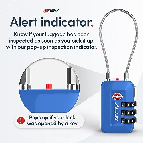 TSA Accepted Luggage Travel Lock, Set-Your-Own Combination Lock for School Gym Locker, Luggage Suitcase Baggage Locks, Filing Cabinets, Toolbox, Case (Blue, 1 Pack) - color: Blue 1-Pack