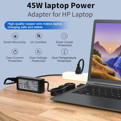 45W 19.5V 2.31A Replacement for HP Laptop Charger Blue Tip,Pavilion x360 | Charger 11 13 15, Envy X360 13 15,Zbook 14u G4 G5 15u 15 G3,Stream 11 13 14,HP Model 15 Laptop Charger AC Adapter Power Cord