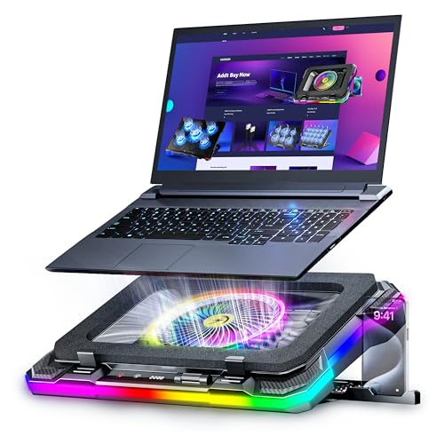 AICHESON Laptop Cooling Stand Gaming RGB Cooler for 15-19 inch Heavy Laptop | Gamer PC Computers Partner Fan with Full RGB Lights, 1 Big Powerful Fan Pull Up Stand Heat Dissipation - color: 5V