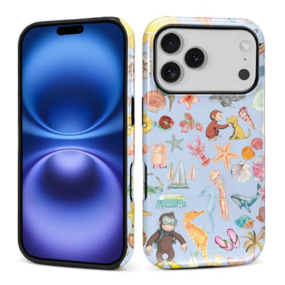 CARLOCA Case for iPhone 17 Pro,Monkey Summer Beach Shell Design Hybrid Dual Protection Soft TPU Hard PC Shockproof Anti Scratch Men & Women Stylish Protective Phone Case - color: Monkey Summer Beach Shell, size: iPhone 17 Pro