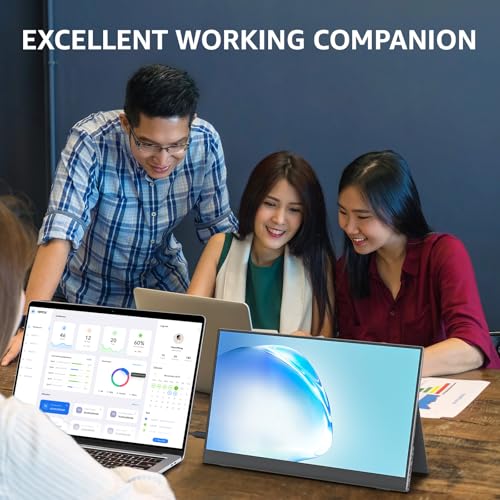 cocopar Portable Monitor 15.6 Inch 1080P FHD 60Hz 85% sRGB Travel Monitor with Speaker HDMI USB-C Second Screen for Laptop MacBook Surface PC Xbox PS4/5, VESA Mountable, with Cover Stand - size: 15.6