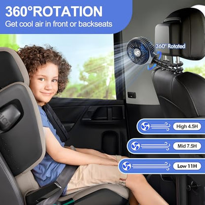 WiHoo Portable Stroller Fan, 11H Ultra-long Battery Life 3 Speed 360°Rotate, USB Rechargeable or Battery Operated Cooling Clip On Personal Fan for Baby Crib Travel Car Seat Black - color: Black
