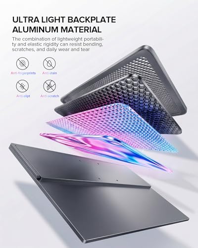 UPERFECT Portable Monitor 4K 60Hz 18.5", 145% sRGB QLED Laptop Monitor, 400 Nits Ultra-Slim Monitor, USB-C & HDMI, VESA & Case, Travel Second Screen for Laptop, Computer, Mini PC, Game Consoles - size: 18.5