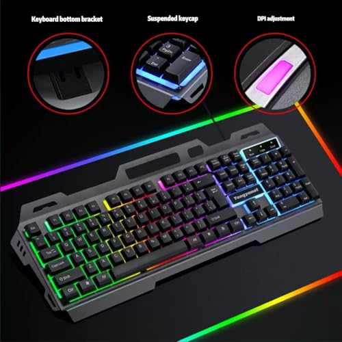 Tongyangat Wired RGB Gaming Keyboard, 2.4G Rechargeable Mechanical Feel Keyboard with Rainbow Backlight, Ergonomic PC Keyboard, Compatible with Windows, Mac, Laptop, Desktop, Computer (Black) - color: K75-Black