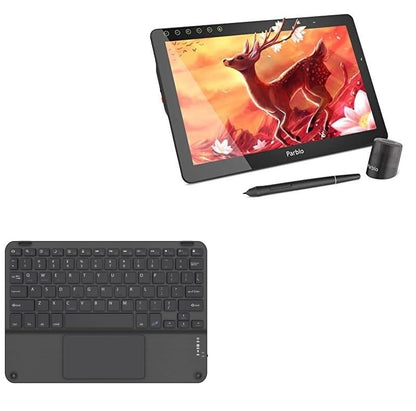 BoxWave Keyboard Compatible with Parblo Coast 16 Pro - SlimKeys Bluetooth Keyboard with Trackpad, Portable Slim TouchPad - Jet Black